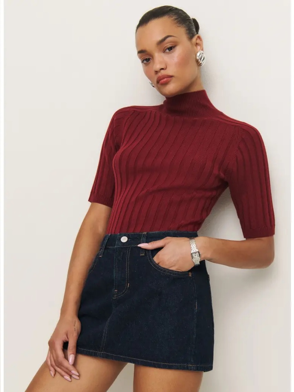 Reformation Hazel Denim Mini Skirt